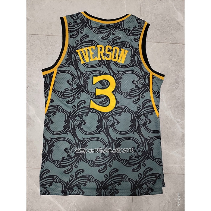 Allen Iverson NO 3 Camiseta Philadelphia 76ers Mitchell & Ness 1996-97 Negro